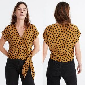 Madewell Sash-Tie Wrap Top in Painted Spots